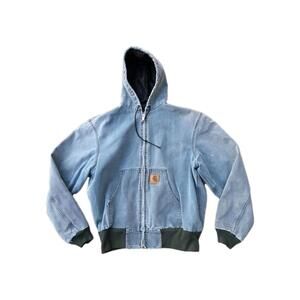 VTG Carhartt J06HTG Active Jacket Size L hoodie light blue Canvas Hunting USA